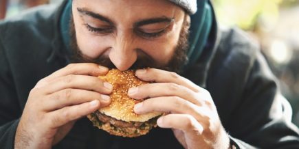 ansiedade, homem, hamburger
